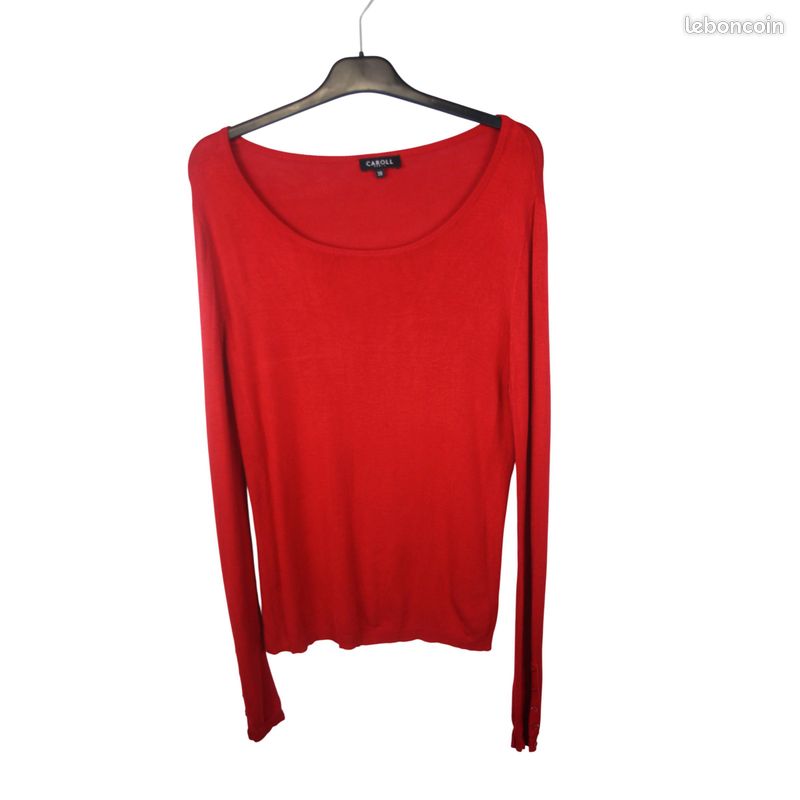 Pull col rond M 38 Vintage Rouge Vêtements