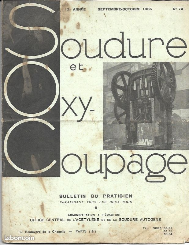 Soudure et oxycoupage Office Central Soudure Autogène - livre revue 1935-36 technique fabrication collection livre productique (image 5)