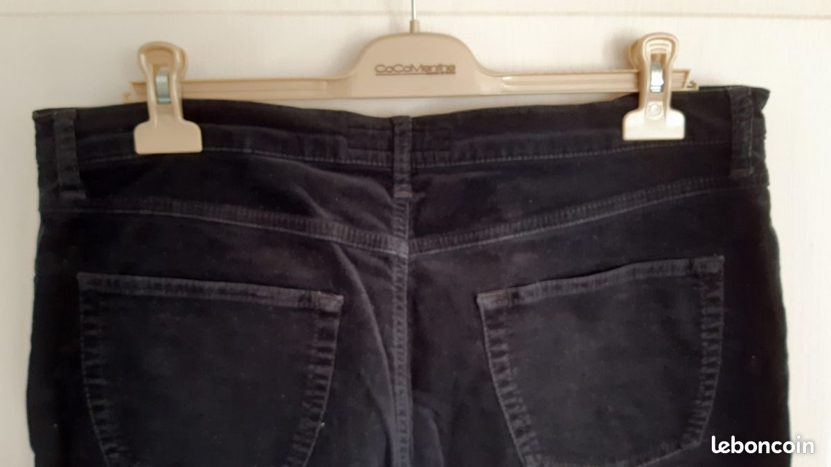 Pantalon velours côtelé noir femme (lecocq) (image 4)
