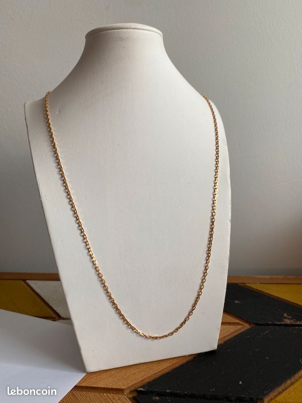 Chaîne en or maille forçat - Bijoux anciens - Collier or rose