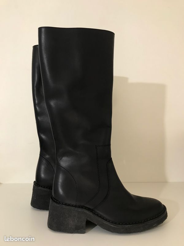 ◊ Perle rare ◊ Superbes bottes hautes cuir neuves A.P.C. Noires – P39 (image 4)