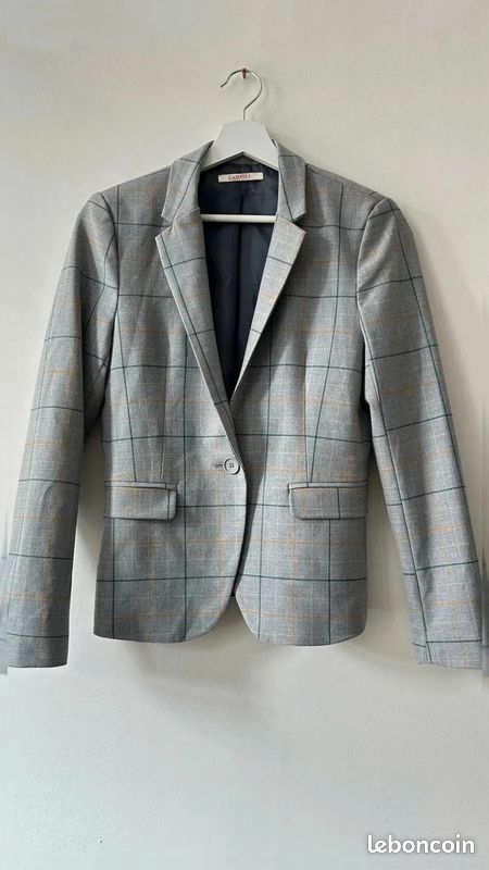 Blazer costume Camaïeu gris à carreaux taille 36 -très bon état #blazyf06 (image 1)