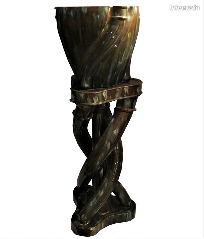 Cache Pot et sa Sellette ART NOUVEAU de Clément Massier (image 3)