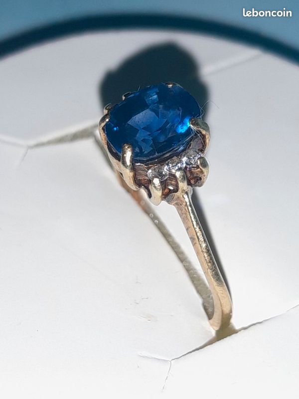 Bague ancienne or saphir diamants (image 7)