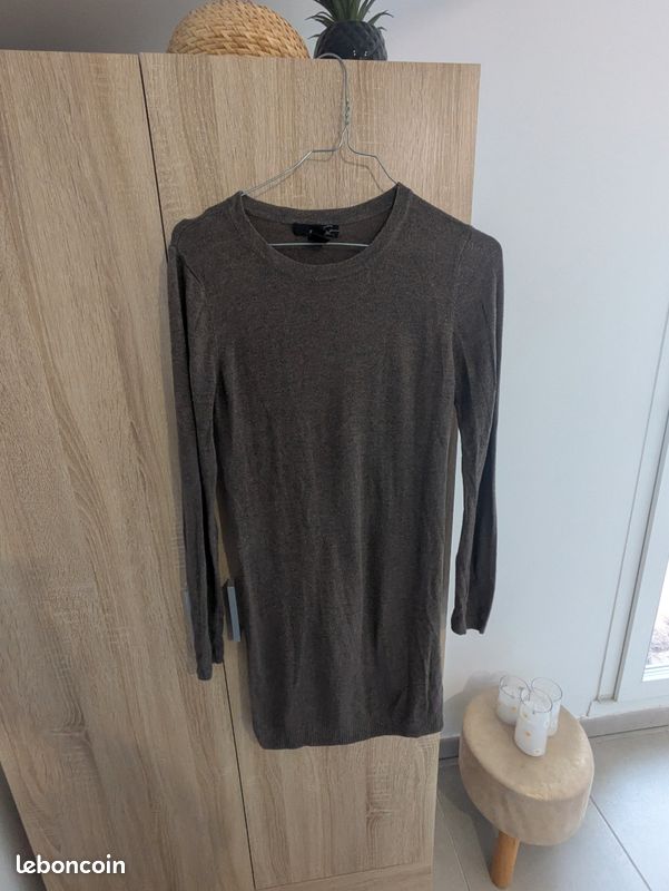 Pull Long / Robe Pull Fine Mango Suit – Marron Glacé Chiné – Taille S (image 1)