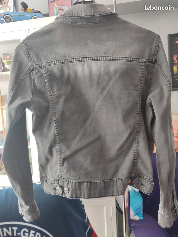 Veste femme en jean gris foncé (image 2)
