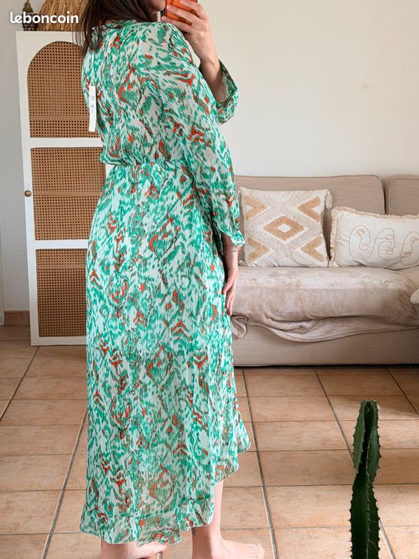 Robe Verte Et Orange Ycoo - Taille S Neuve Avec étiquette (prix D'origine 56€)