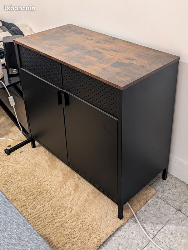 Meuble rangement, Buffet ajouré noir (image 2)