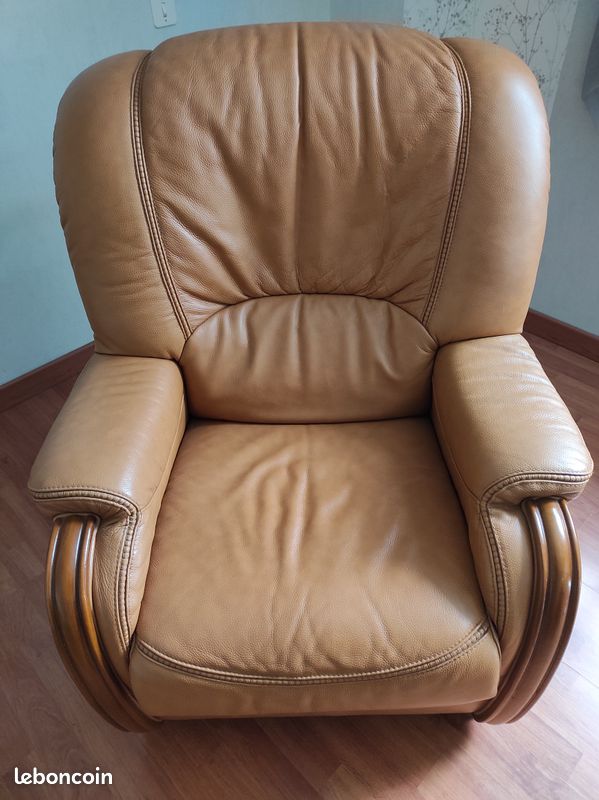 Canapé fixe 3 places Cuir + Fauteuil Cuir (image 4)