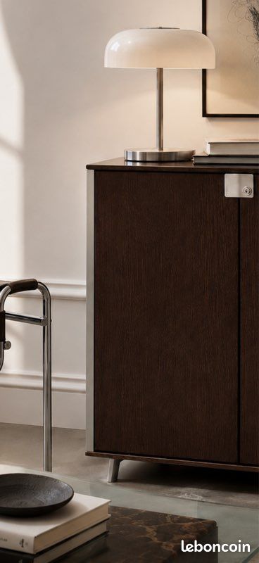 Meuble rangement moderniste vintage métal et bois foncé (image 3)