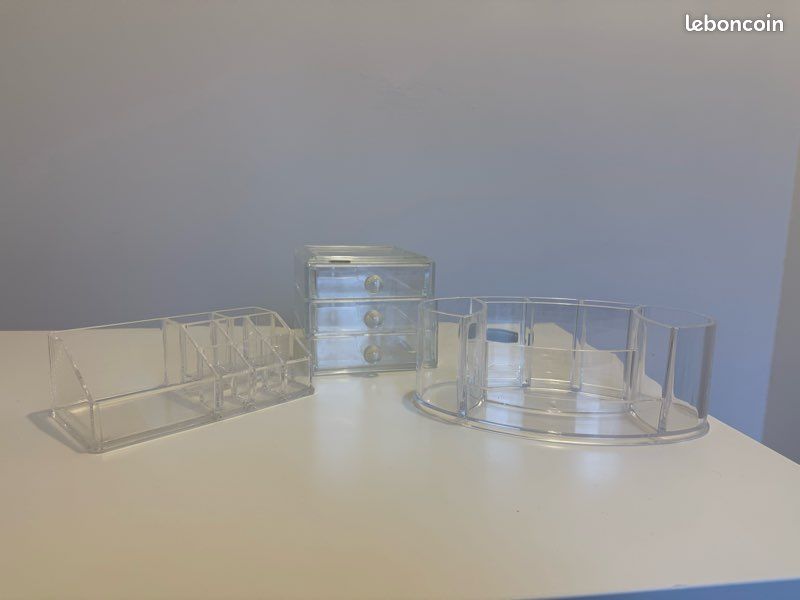 Lot de rangement/ organisateur à maquillage en acrylique épais transparent (image 2)