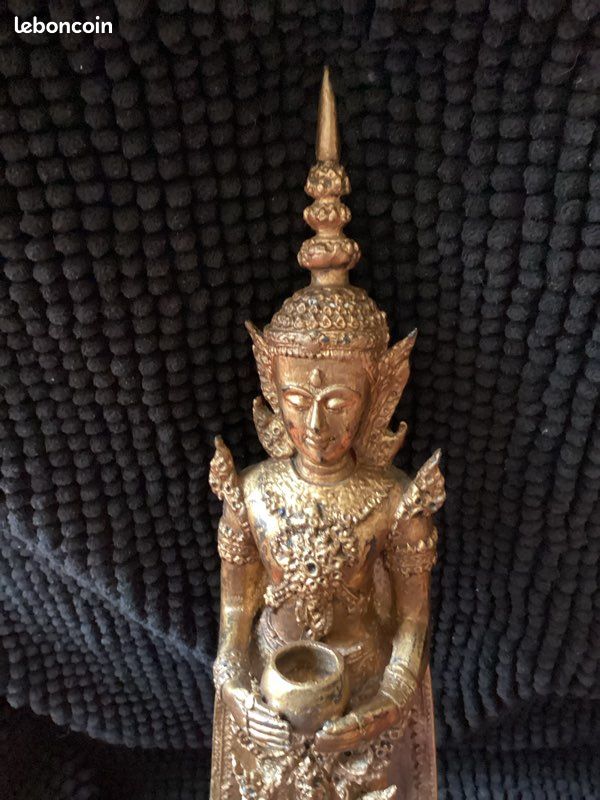 Grande statue de bouddha Thaïlandaise Bronze doré XXème 50 cm (image 12)
