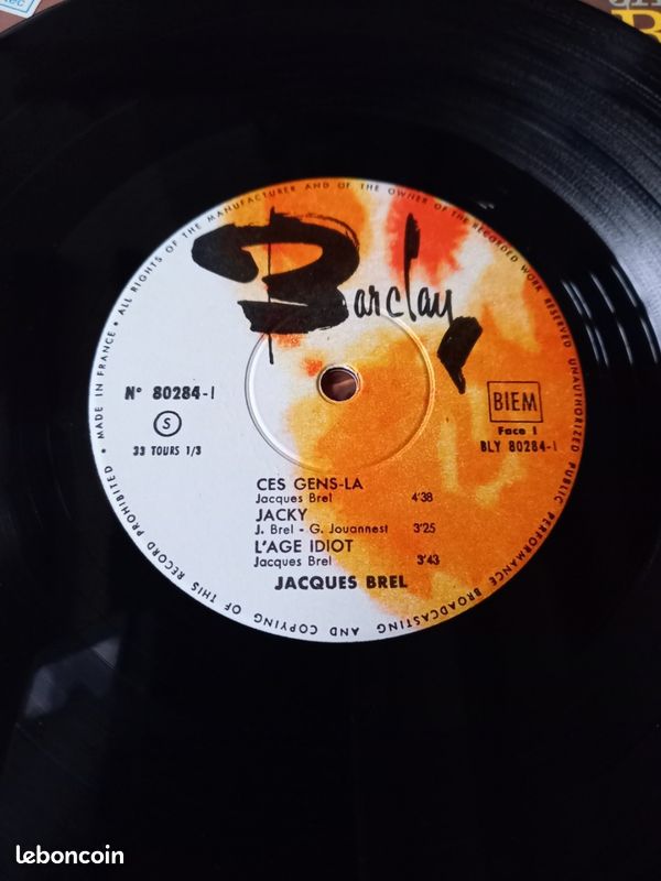 Jacques brel 33t 25cm vinyle biem label barclay 1965 (image 3)