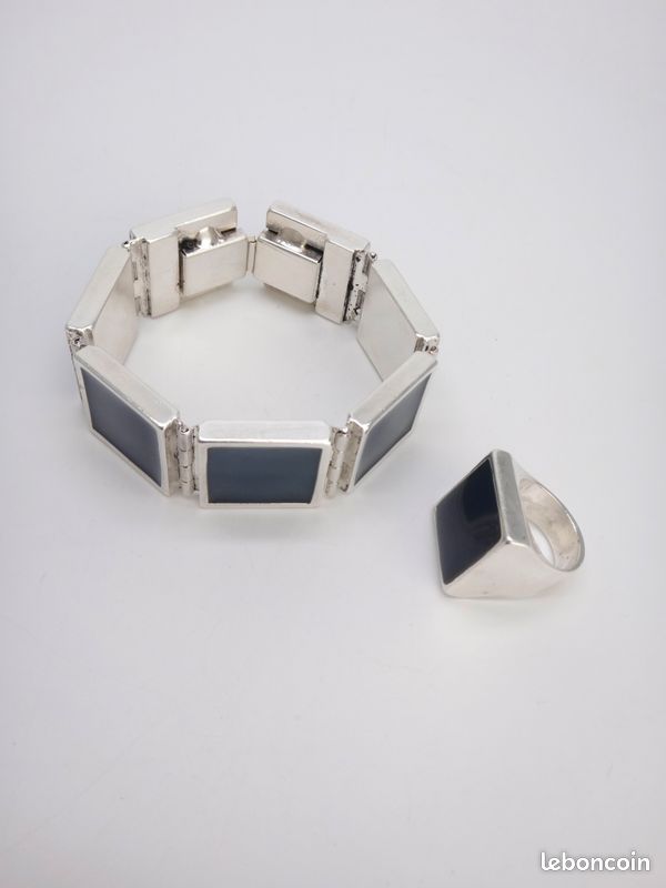 Bracelet Moderniste Vintage SCOOTER En Métal Argenté - Style Rétro Avec Rayures D'Usage
