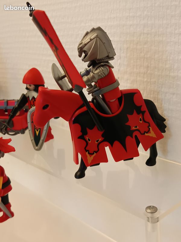 Lot De Figurines Playmobil - Bataillon Chevaliers Dragons Rouges - Médiéval