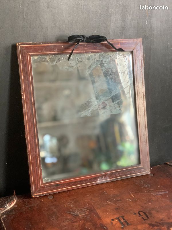 ANCIEN MIROIR 1890 BISEAUTÉ cadre bois/plâtre doré STRASBOURG KLEBERT