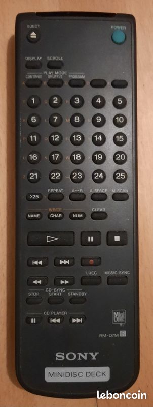 Télécommande Sony RM-D7M Pour Lecteur Minidisc – Pour Pièces / Défaut