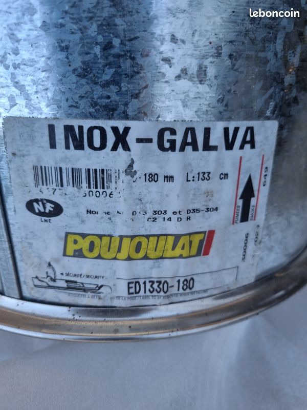 Conduit rigide isolé inox/galva Ø int 18cm Ø ext 28cm H 133cm Poujoulat réf ED 1330 - 180 (image 6)