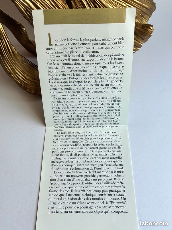Œuf Franklin Mint en étain plein (1988) - Collection « Treasury of Eggs » (image 11)