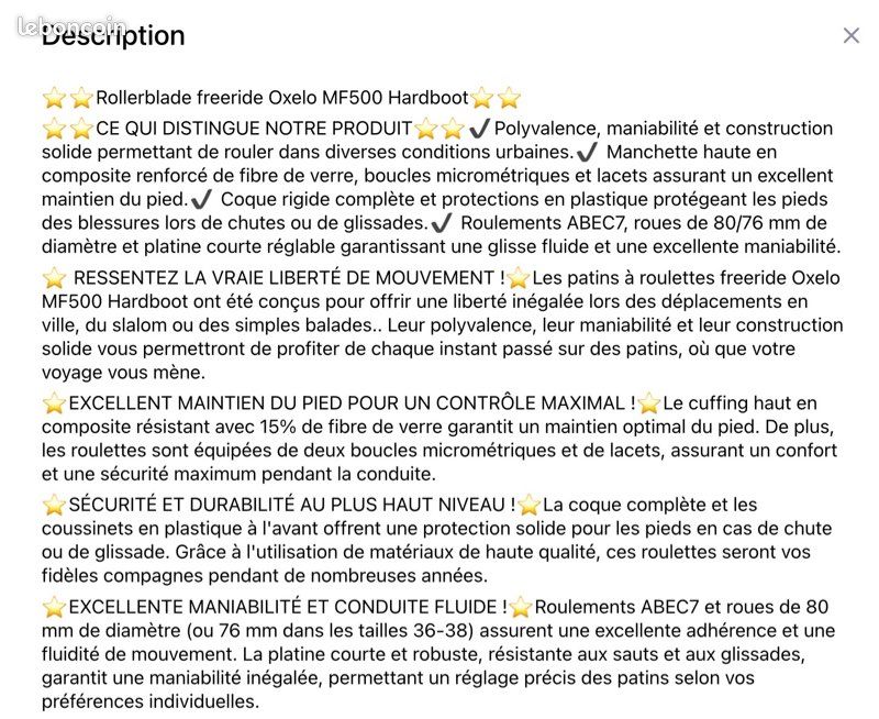Rollers inline Oxelo FIT500 + protections — quasi neufs (image 5)