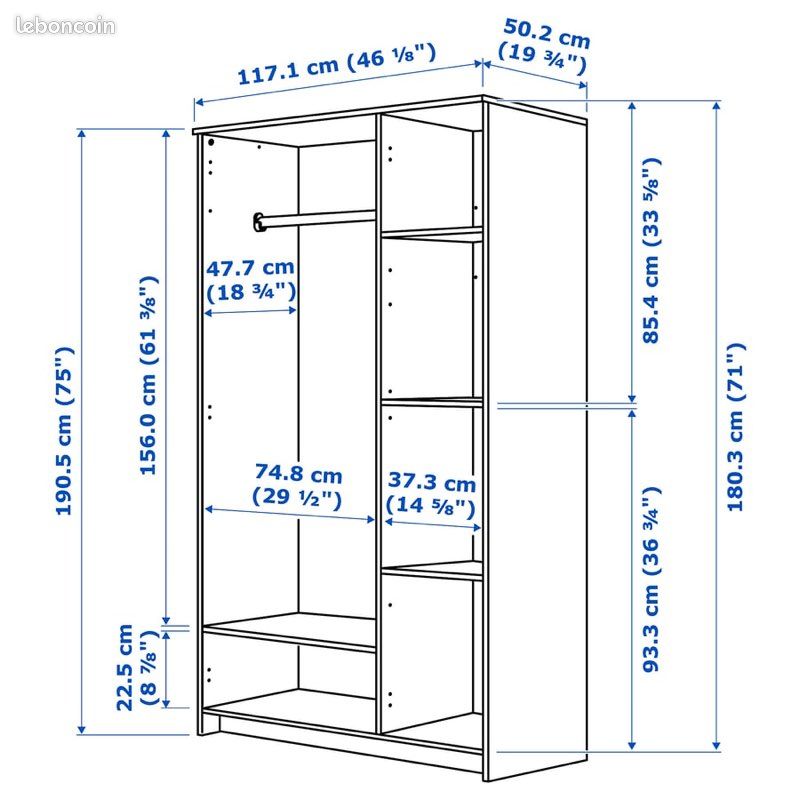 Armoire BRIMNES Ikea 117x190 (image 3)
