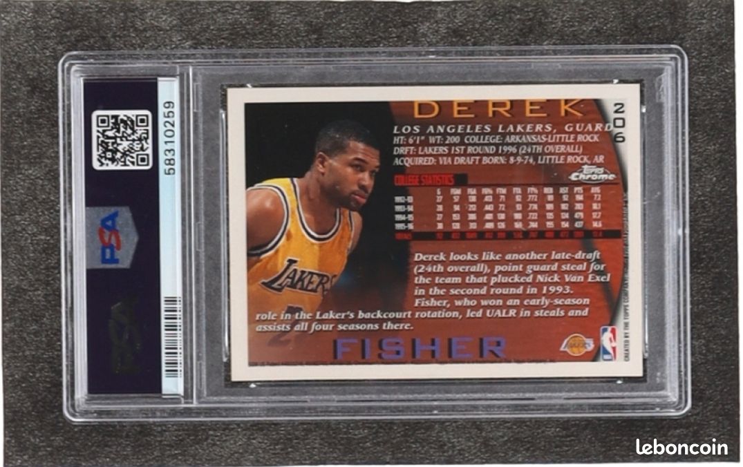 Derek Fisher 1996-97 Topps Chrome #206 RC (PSA 8) (image 2)