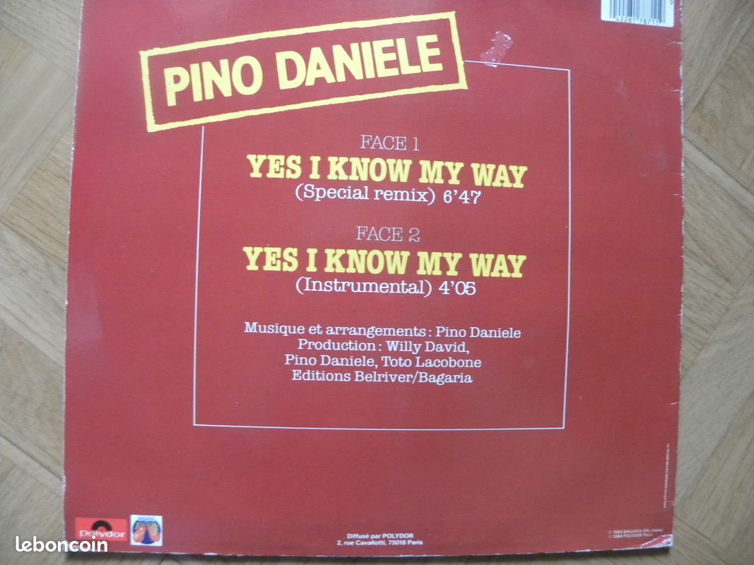 Disque vinyle Pino Daniele maxi 45T 1984 (PAZ) (image 2)