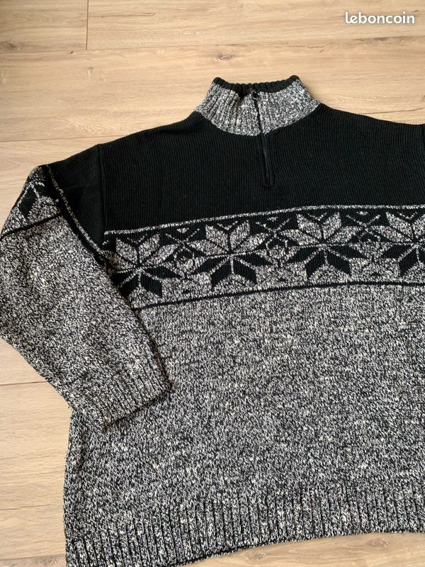 Pull gris et noir à motif 1/4 zip vintage y2k - Taille XL (image 2)