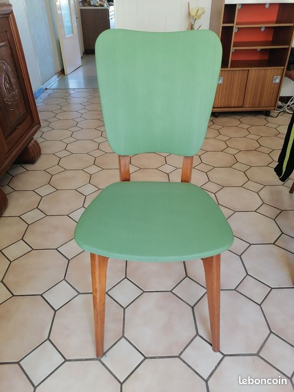 Lot de 2 chaises vintage verte et bois (image 2)