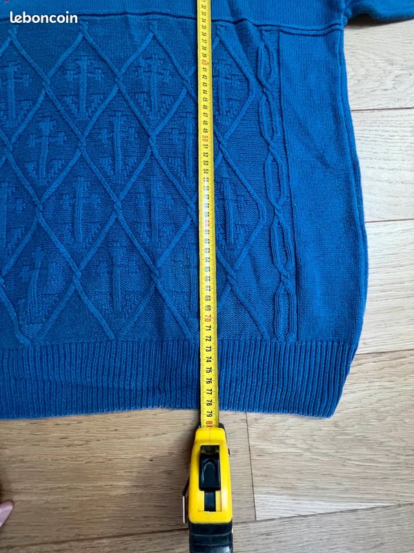 Pull Burberrys Vintage Made in England – Broderie nautique –100% Coton – Bleu Taille XL (image 5)