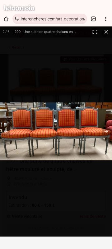 Suite de 4 chaises style louis xvi (image 1)