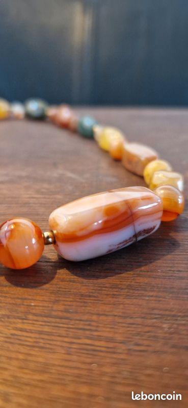 Collier Ancien En Hématite (pierre Naturelle) - Bijou Vintage - Occasion (état à Vérifier)
