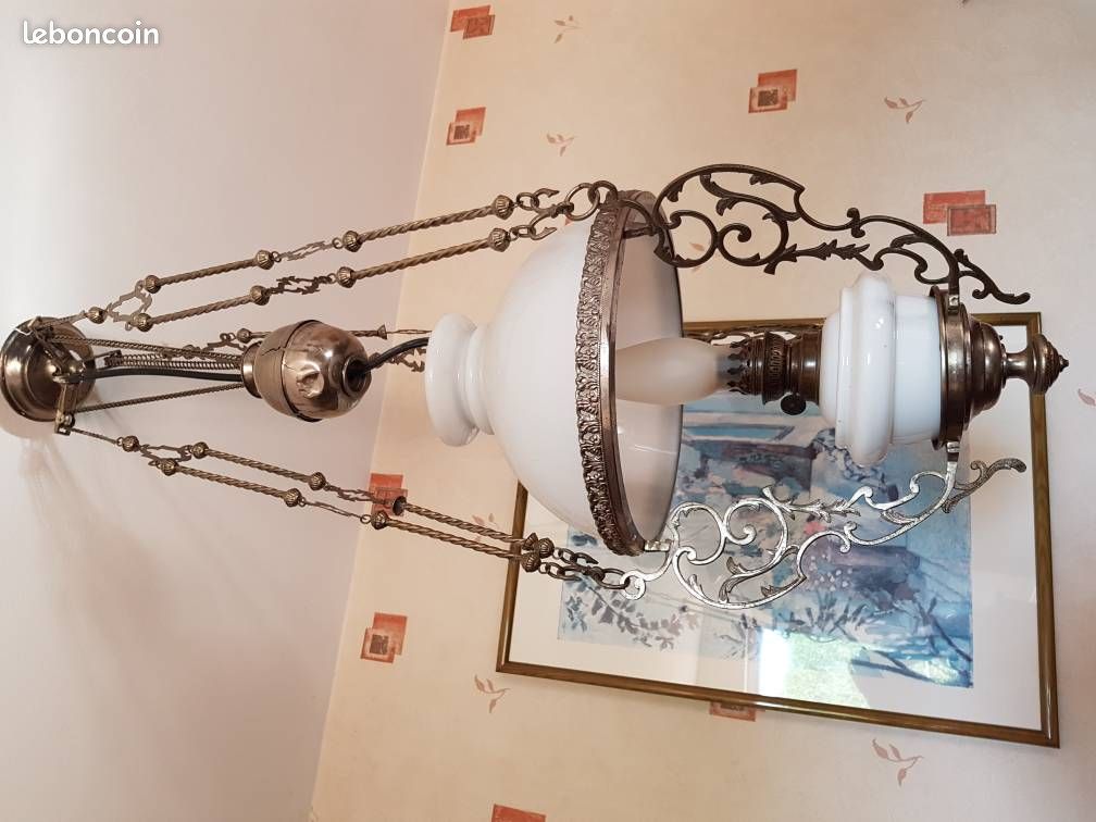Vide maison: luminaire suspension ancienne pétrole (image 1)