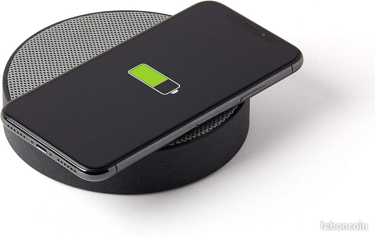 Lexon Oslo Energy - Station de Charge sans Fil et enceinte Haut-Parleur Bluetooth 5W - Noir/Gris (image 2)