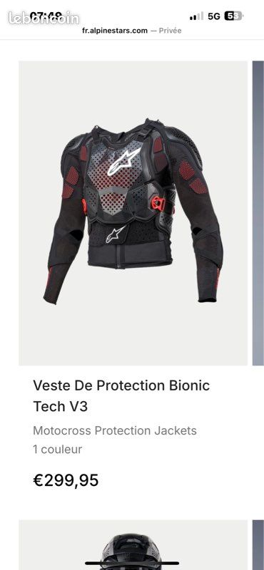 Gilet pare pierre Alpinestars bionic tech v3 neuf Équipement moto