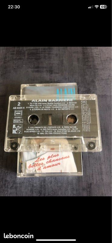 Cassette K7 Audio Alain Barrière - Les Plus Belles Chansons D'Amour (image 2)