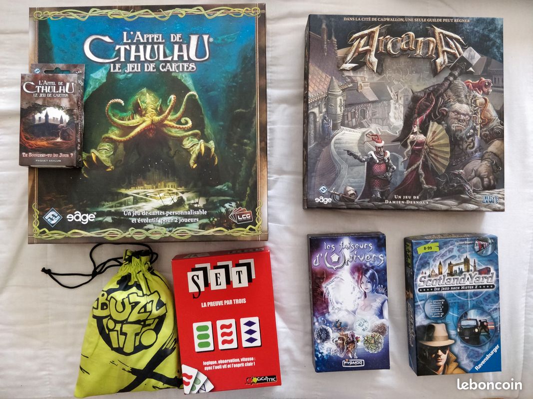 Vends jeux de société (Appel de Cthulhu, Arcana, Set, Buzz it,...) (image 1)