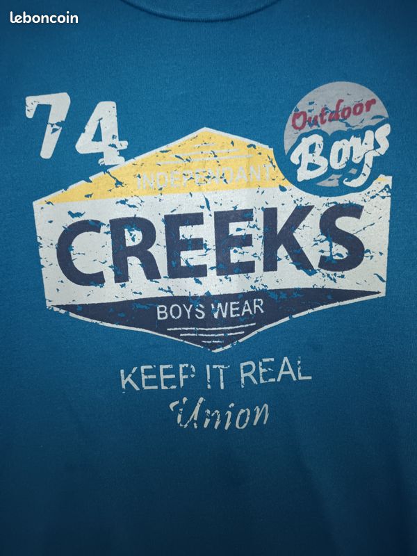 T-shirt m lg turquoise CREEKS en 8 ans (mam33133) (image 3)