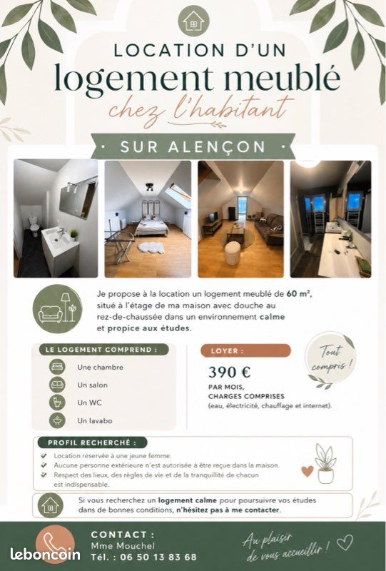 Appartement 2 pièces 60 m² · à Alençon · 60 m² · 390 €
