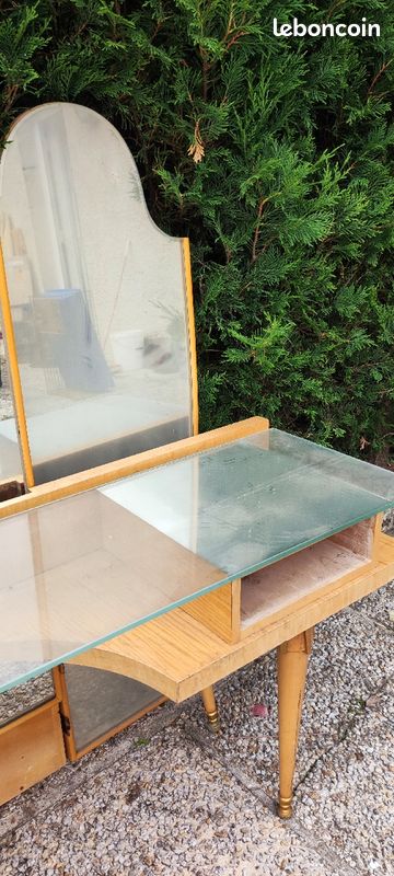 Meuble coiffeuse vintage avec miroirs (image 3)