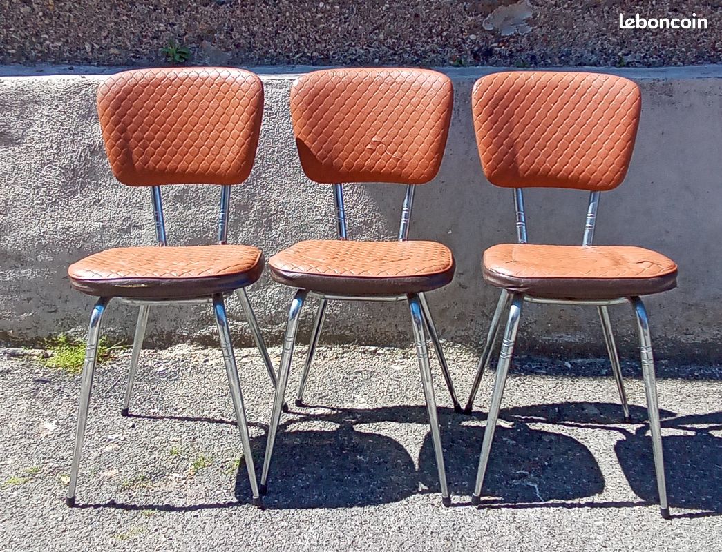3 chaises vintage en simili-cuir (image 3)