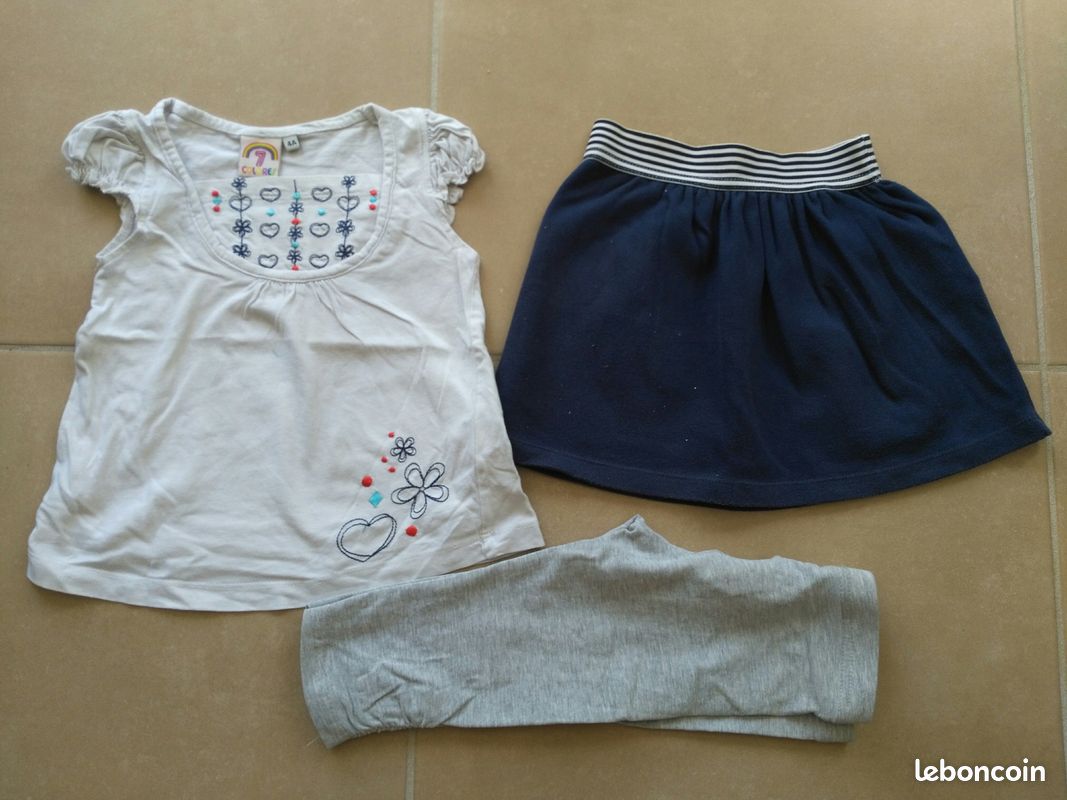 Lot jupe marine / leggings court gris fille 4ans Lili83 (image 3)