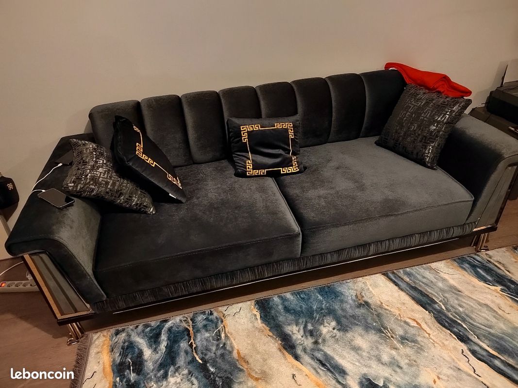 Canapé Moskova bleu foncé + Fauteuil bleu foncé (image 5)