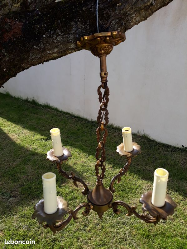 Lustre en bronze 4 branches (image 1)
