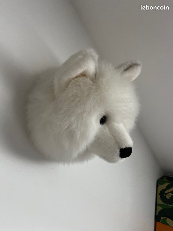 Tête de loup blanc en peluche Jeux Jouets