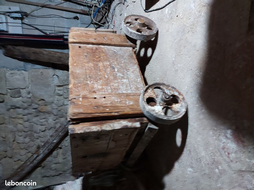 Charriot ancien industriel bois fonte (image 10)