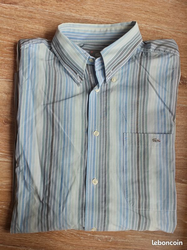 Chemise rayée Lacoste bleue taille 39 super état (image 1)