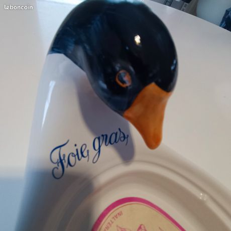 Plat de service foie gras canard en porcelaine/Plat foie gras/Repas de