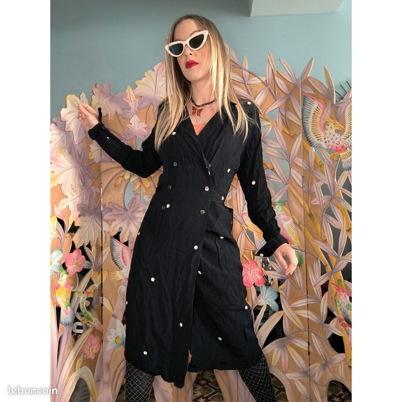 Robe de soirée M 38 Cacharel Noir Blanc Vêtements