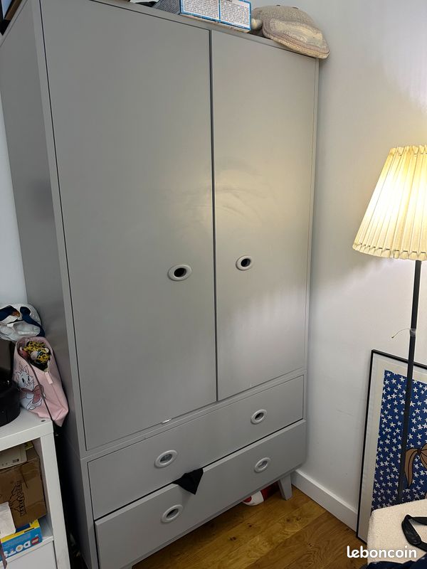 Lit laurette enfant + lit tiroir couleur gris souris parfait etat (image 5)